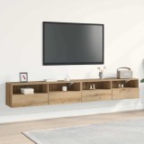 VidaXL Dulapuri TV de perete 2 buc. stejar artizanal 100x30x30 cm lemn