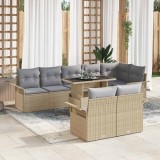 Cumpara ieftin Set de canapele pentru grădină cu pernă 9 pcs Bej Rattan poli