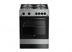 Aragaz Beko FSGT62130DXO gaz 4 arzatoare aprindere electrica Grill Rotisor inox foto