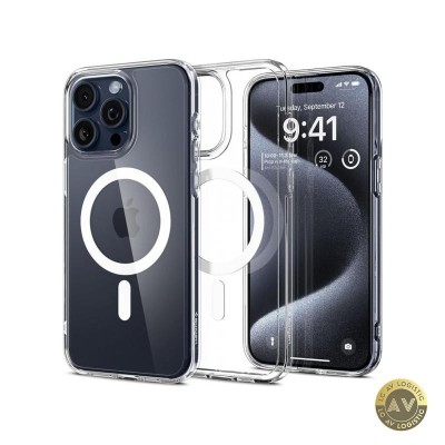 Husa MagSafe pentru Apple iPhone 15 Pro Max Spigen Ultra Hybrid Transparenta foto