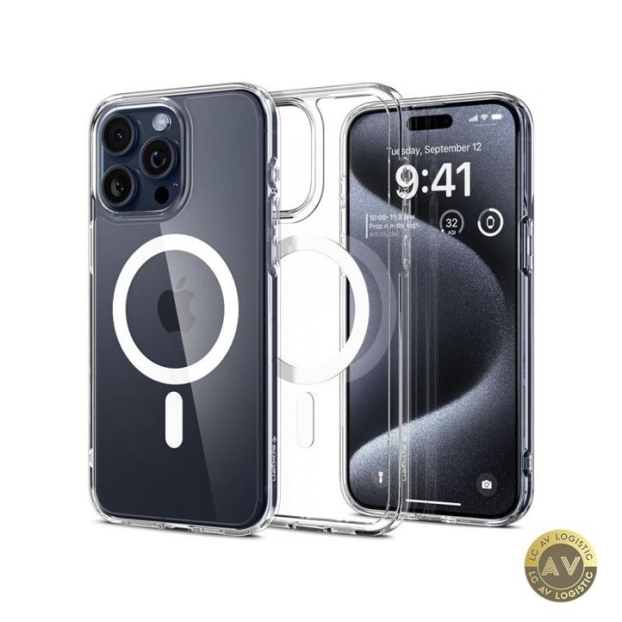 Husa MagSafe pentru Apple iPhone 15 Pro Max Spigen Ultra Hybrid Transparenta