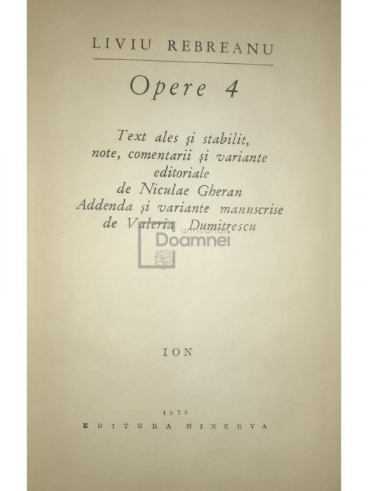 Liviu Rebreanu - Opere, vol. IV - Ion (editia 1970)