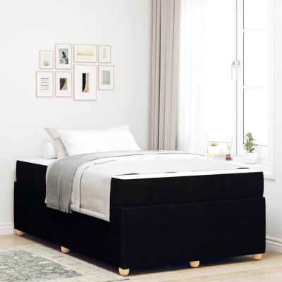 vidaXL Cadru de pat cu saltea cu saltea Negru 120 x 200 cm țesătură 3398381 foto