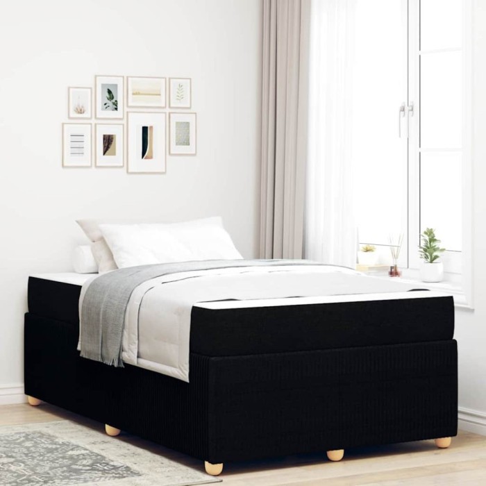 vidaXL Cadru de pat cu saltea cu saltea Negru 120 x 200 cm țesătură 3398381