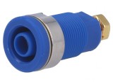Soclu banană 4mm 32A albastru aurit pe panou