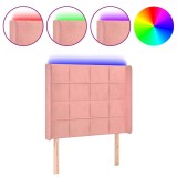 Cumpara ieftin Tablie de pat cu LED, roz, 83x16x118/128 cm, catifea