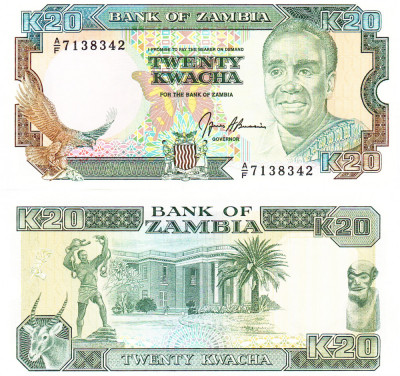 Zambia 20 Kwacha 1989(91) UNC foto