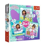 Cumpara ieftin Puzzle Trefl 3 in 1 Gabbysdolhouse - Activitatile lui Gabby, 106 piese