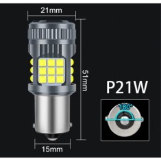 Bec LED P21W BA15S 1156, DRL Lumini de Zi, Marsarier, 30W, 2800LM, 6000K Alb Rece, 36 SMD 3030, Ventilator Integrat, Canbus Integrat, fara eroare de b