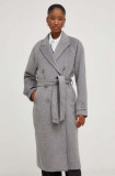 Cumpara ieftin Answear Lab palton de lana culoarea gri, de tranzitie, cu doua randuri de nasturi