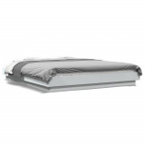 Cadru de pat cu lumini LED, alb, 150x200 cm, lemn prelucrat GartenMobel Dekor, vidaXL