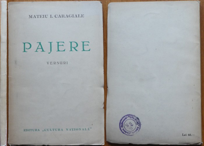 Mateiu I. Caragiale, Pajere; Versuri, 1936, editia 1