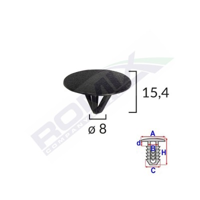 Clips Fixare Protectie Motor Pentru Hyundai, Kia 8X15.4Mm Negru Set 10 Buc 135288 C60638-RMX foto
