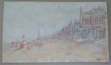 N St John &quot;Promenada&quot; tempera veche pe carton, Marine, Impresionism