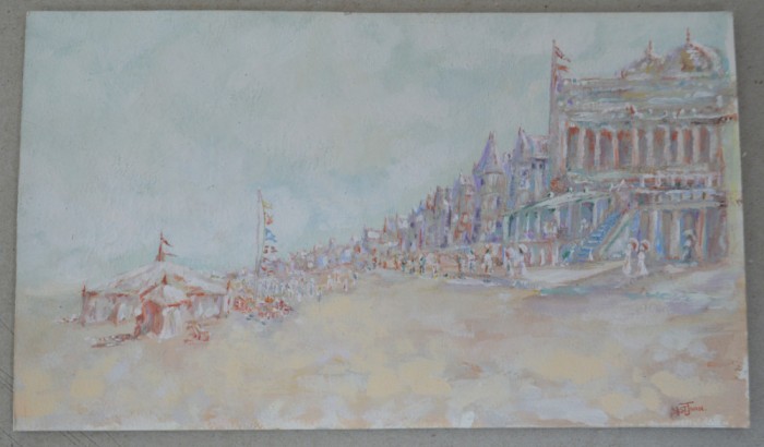 N St John &quot;Promenada&quot; tempera veche pe carton