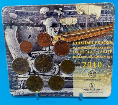 GRECIA 2010 - Set monetarie 1 cent - 2 euro &amp;bdquo;Trirema ateniană&amp;rdquo; blister / BU foto