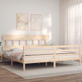 vidaXL Cadru de pat cu tăblie Super King Size, lemn masiv 3195171