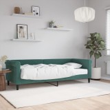 vidaXL Pat de zi cu saltea, verde &icirc;nchis, 80x200 cm, catifea