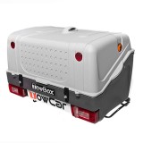 Cutie Portbagaj Carlig Remorcare Towbox V1 Gri 280L, 49kg, Antifurt, Rabatabila, Montare Usoara, Semnalizare Completa
