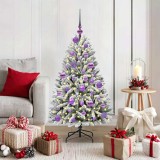 VidaXL Brad de Crăciun artificial Verde și alb 120 cm PVC și Metal 3395736