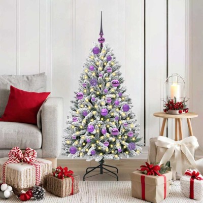 vidaXL Brad de Crăciun artificial Verde și alb 120 cm PVC și Metal 3395736 foto