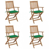 vidaXL Scaune grădină pliabile cu perne, 4 buc., lemn masiv de acacia 3064622