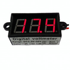 Voltmetru digital leduri rosii, 3.5 - 30 V, 3 digit, 2 fire, rezistent la apa