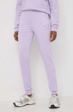 Armani Exchange pantaloni de trening din bumbac culoarea violet, neted, 3DYP82 YJFDZ