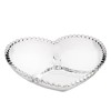 Bol de sticla Pufo Heart cu 3 compartimente pentru alune, fistic, bomboane, gustari, 16 cm