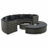 Set mobilier de gradina cu perne, 7 piese, gri, poliratan GartenMobel Dekor, vidaXL