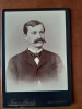 Fotografie tip CDV, barbat cu mustata, inceput de secol XX