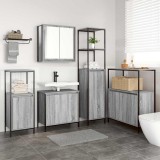 Set mobilă baie 5 piese din lemn compus gri sonoma