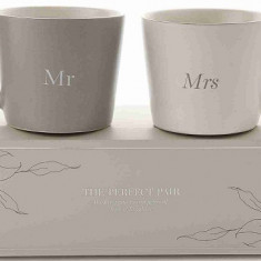 Set 2 cani - Mr Mrs - Grey White Matt