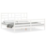 Cumpara ieftin Cadru pat cu tablie 200x200 cm, alb, lemn masiv