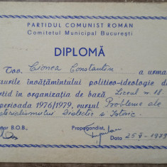Diploma Cursurile Invatamantului Politico-Ideologic de Partid// 1979