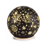 Sfera decorativa sticla neagra aurie cu led Craciun II 10x9 cm