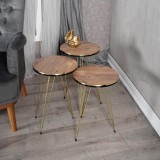 Mese laterale Wakmi set 3 piese marmură neagră melamină-metal negru