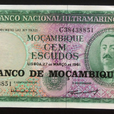 Bancnota 100 ESCUDOS - MOZAMBIQUE (COLONIE PORTUGHEZA) 1961 * Cod 543 - UNC