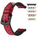 Curea hibrid piele-silicon compatibila cu Apple Watch 10, 46mm, VD Very Dream&reg;,Tart Red