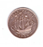 Moneda Marea Britanie 1/2 penny 1958, stare foarte buna, curata, Europa, Bronz