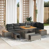 Cumpara ieftin Set de canapele pentru grădină cu pernă 9 pcs Gri Rattan poli