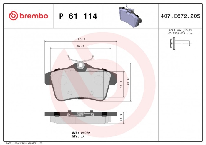 BREMBO P 61 114 PRIME LINE set placute frana,frana disc