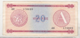 Bnk bn Cuba 20 pesos exchange certificate , seria A , vf