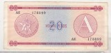 bnk bn Cuba 20 pesos exchange certificate , seria A , vf