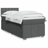 VidaXL Pat box spring cu saltea, gri &icirc;nchis, 90x190 cm, textil 3289238