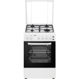 Aragaz Heinner HFSC-S50LITGWH, Gaz, 50x50cm, 4 arzatoare, aprindere electrica, grill, Alb