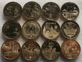 Set lot complet 12 x 50 Bani 2010 2011 2012 2014 2015 2016 2017 2018 2019 UNC din fisic **