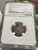 50 Bani 1873 Argint, Romania, NGC AU55, rotatie moneda