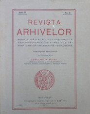 REVISTA ARHIVELOR SUB INGRIJIREA D-LUI CONSTANTIN MOISIL , VOL I , ANUL II , NR. 3 , 1926 foto