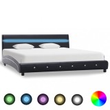 Cumpara ieftin Cadru de pat cu LED, negru, 180 x 200 cm, piele ecologică